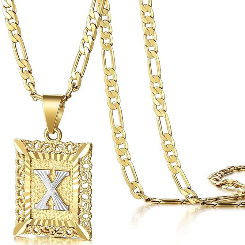 Golden Exquisite Square Hollow Letter Necklace - Image 28