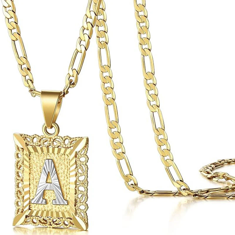 Golden Exquisite Square Hollow Letter Necklace - Image 3