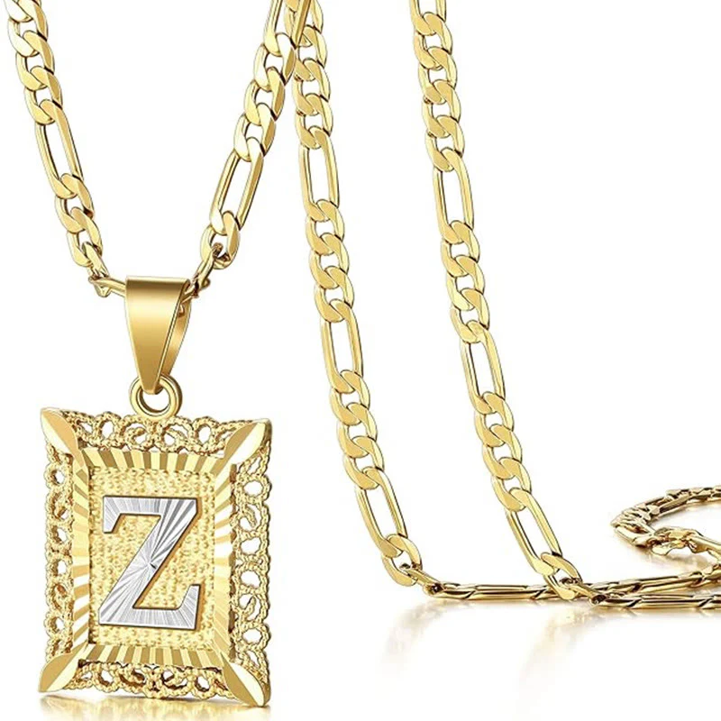Golden Exquisite Square Hollow Letter Necklace - Image 30
