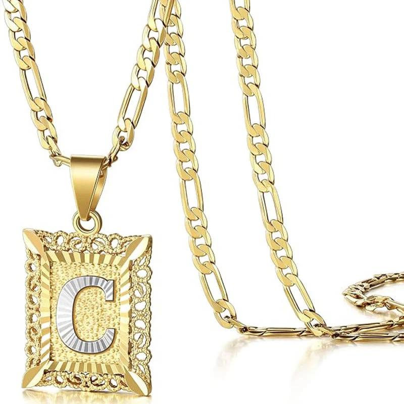 Golden Exquisite Square Hollow Letter Necklace - Image 7