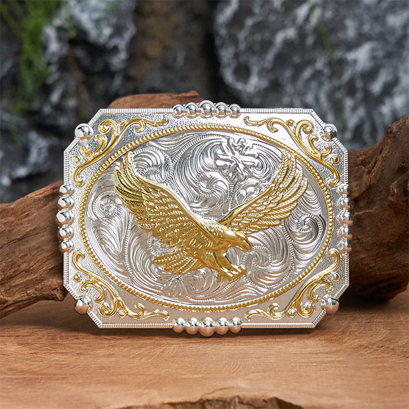Golden Flying Eagle DIY Cowboy Buckle Leather Belt