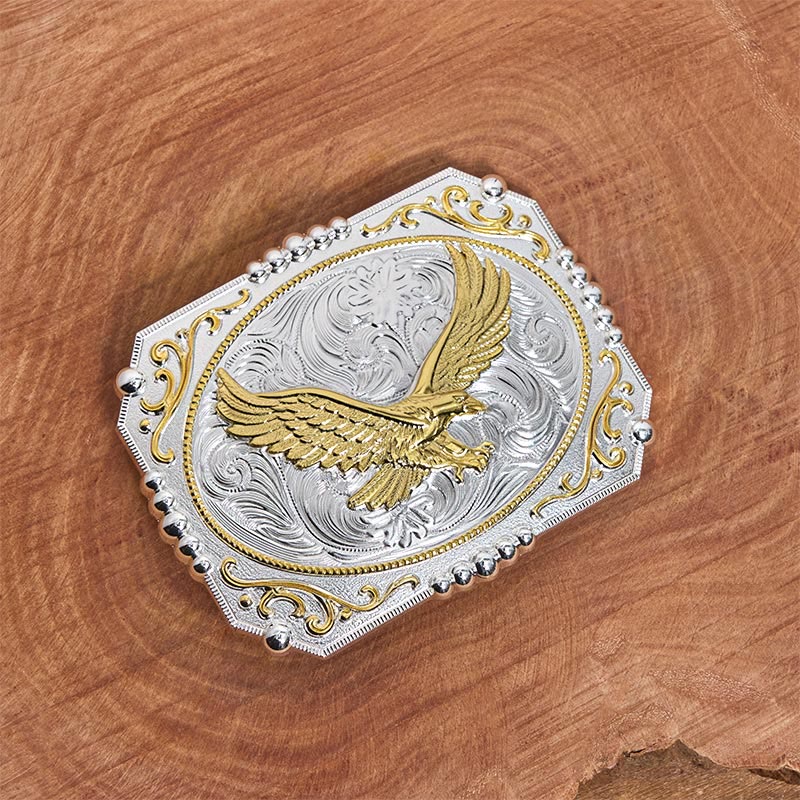 Golden Flying Eagle DIY Cowboy Buckle Leather Belt - Image 3