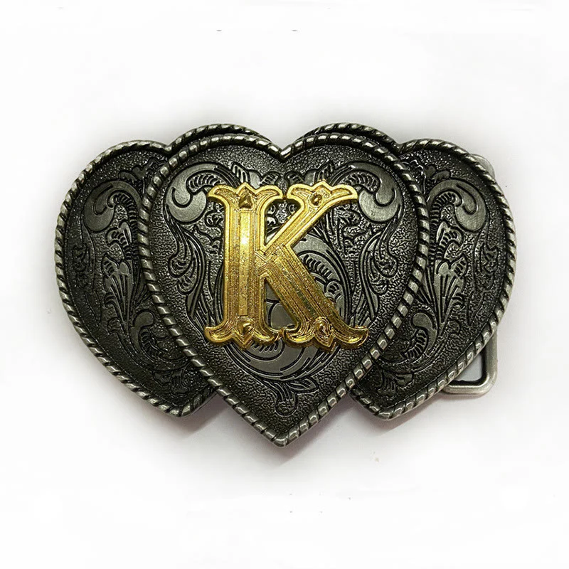 Golden Letter Heart-Shaped Buckle Leather Belt - Image 17