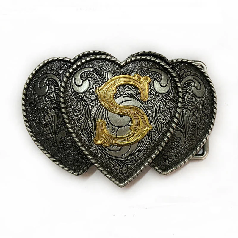 Golden Letter Heart-Shaped Buckle Leather Belt - Image 25