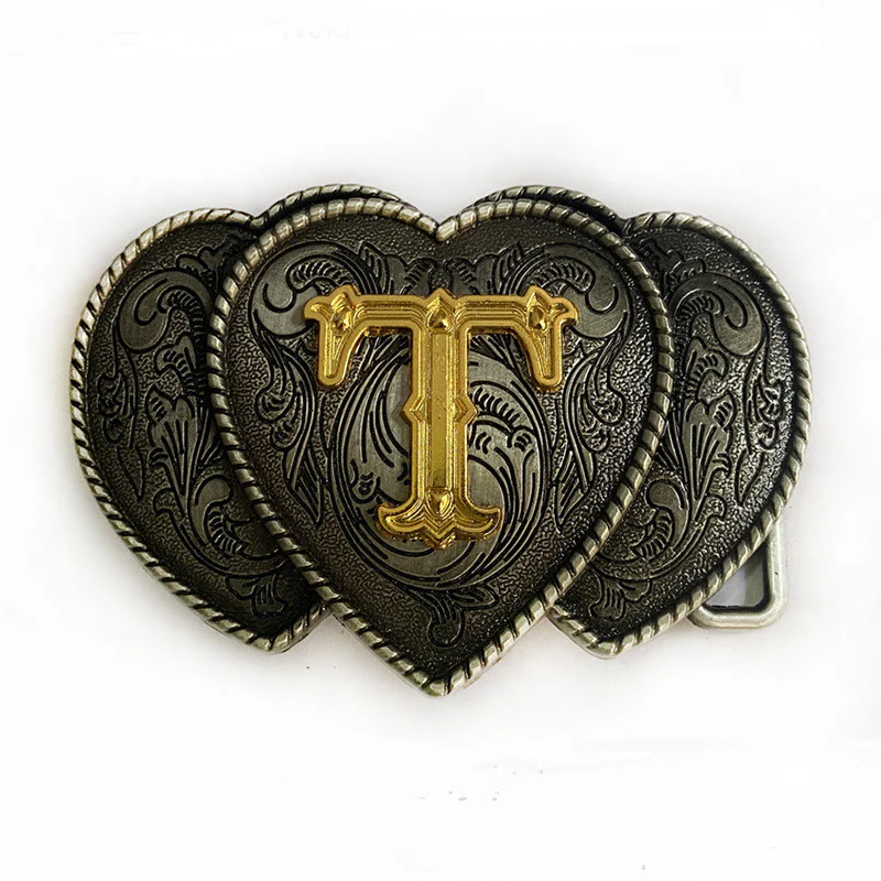 Golden Letter Heart-Shaped Buckle Leather Belt - Image 26