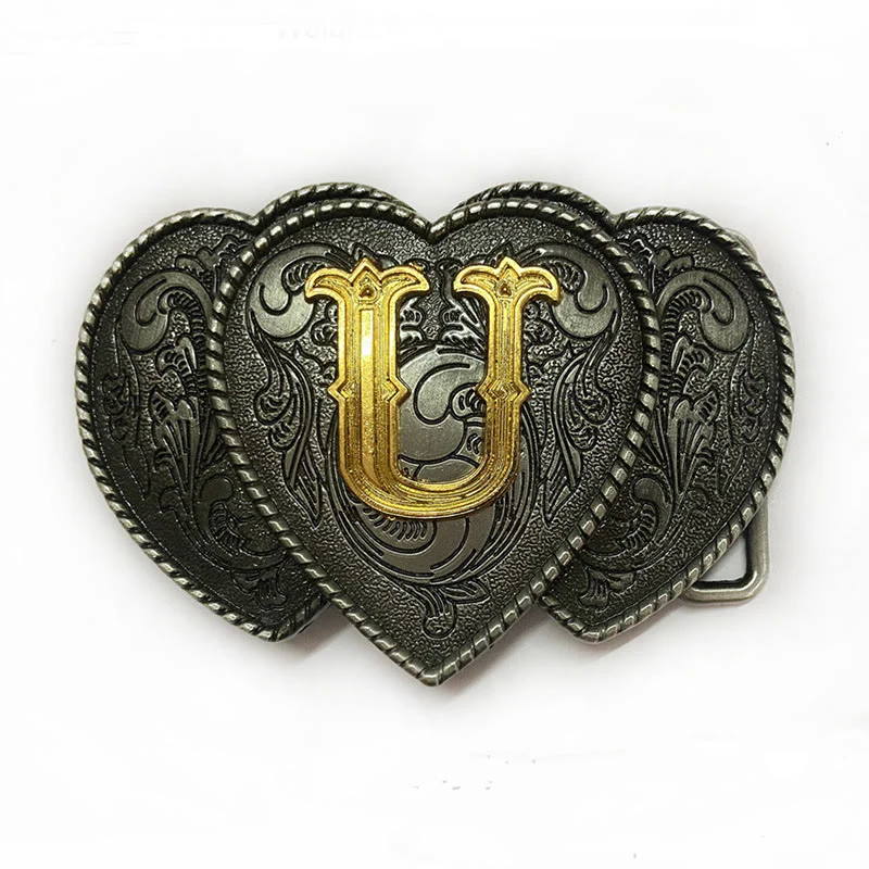 Golden Letter Heart-Shaped Buckle Leather Belt - Image 27