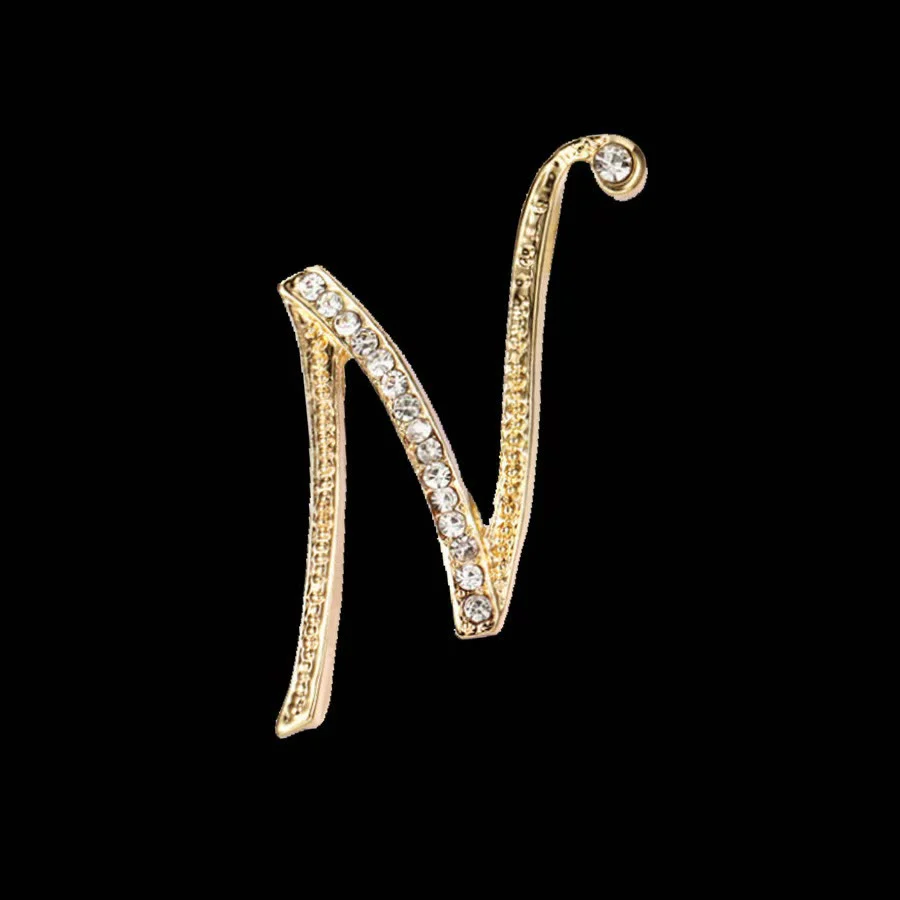 Golden & Silver Initial Letter Diamond Inlaid Brooch - Image 12