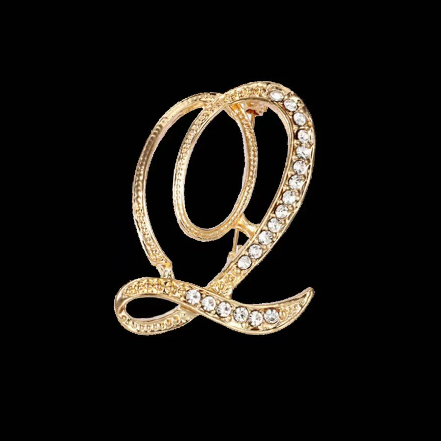 Golden & Silver Initial Letter Diamond Inlaid Brooch - Image 15
