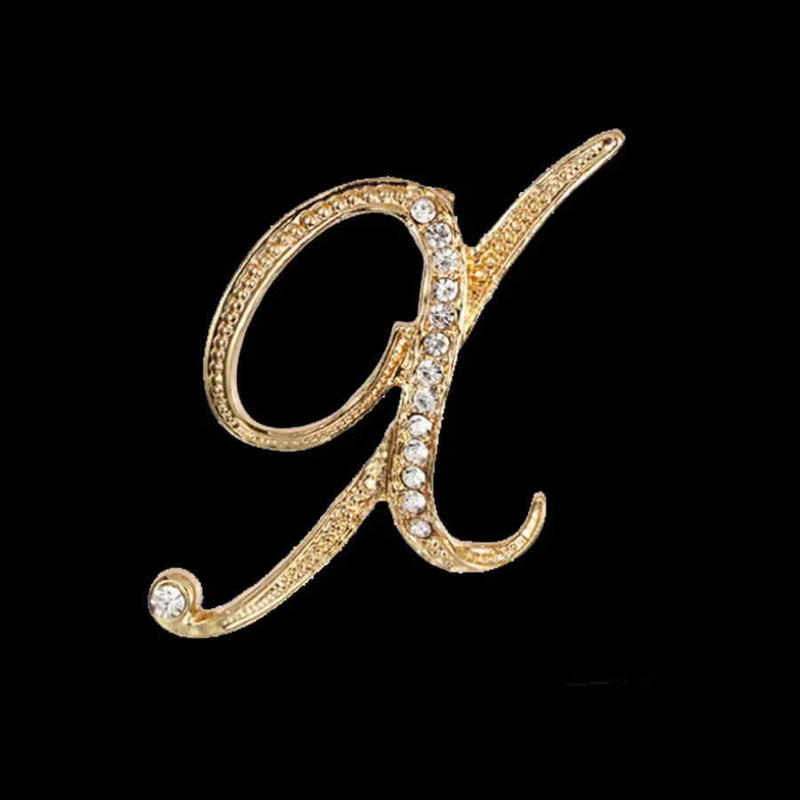 Golden & Silver Initial Letter Diamond Inlaid Brooch - Image 22