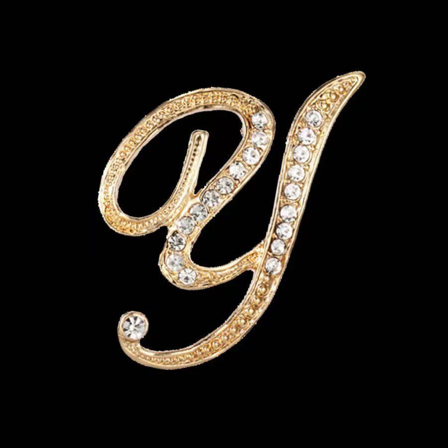 Golden & Silver Initial Letter Diamond Inlaid Brooch - Image 23