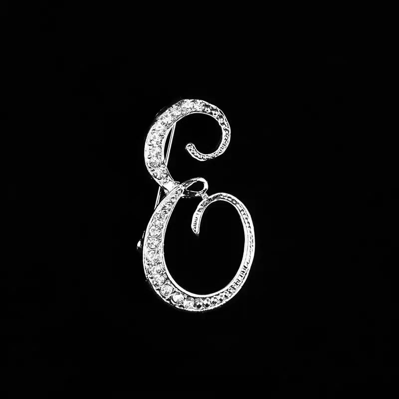 Golden & Silver Initial Letter Diamond Inlaid Brooch - Image 28