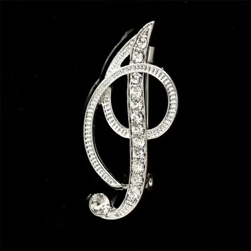 Golden & Silver Initial Letter Diamond Inlaid Brooch - Image 32