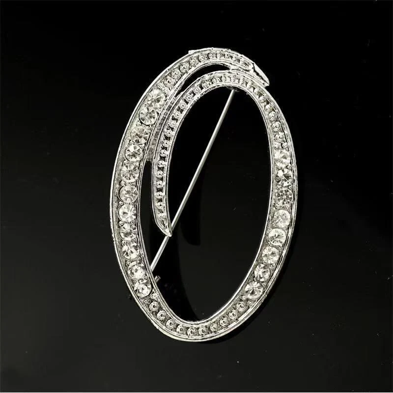 Golden & Silver Initial Letter Diamond Inlaid Brooch - Image 38