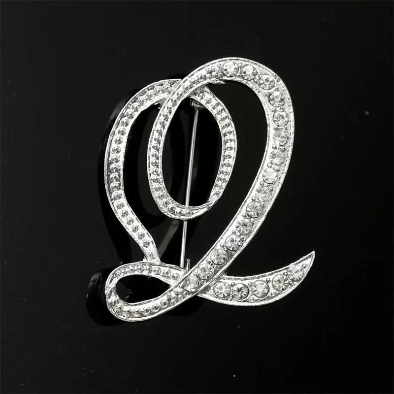 Golden & Silver Initial Letter Diamond Inlaid Brooch - Image 40