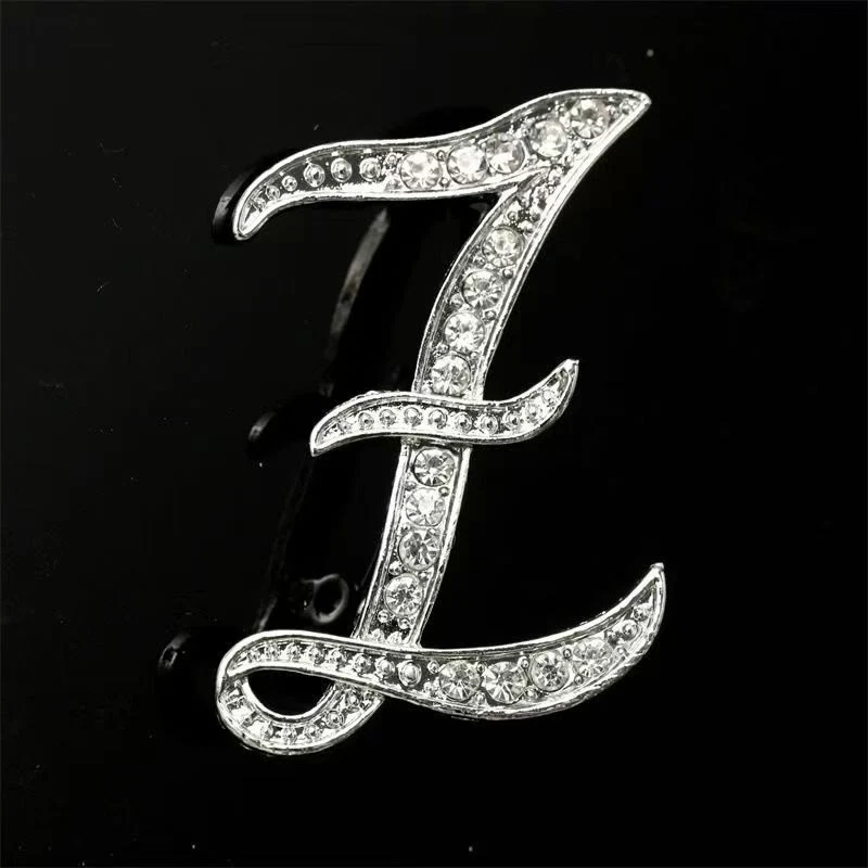 Golden & Silver Initial Letter Diamond Inlaid Brooch - Image 48