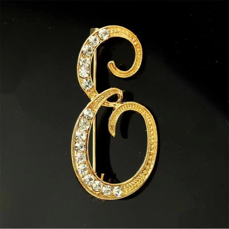 Golden & Silver Initial Letter Diamond Inlaid Brooch - Image 5