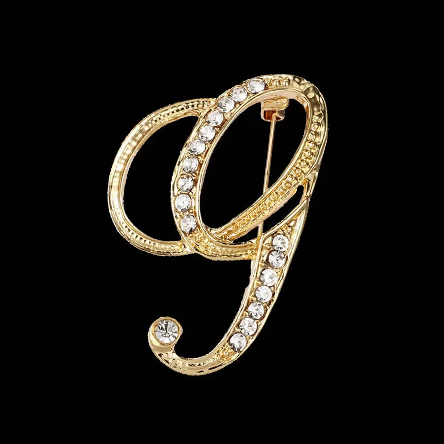 Golden & Silver Initial Letter Diamond Inlaid Brooch - Image 7