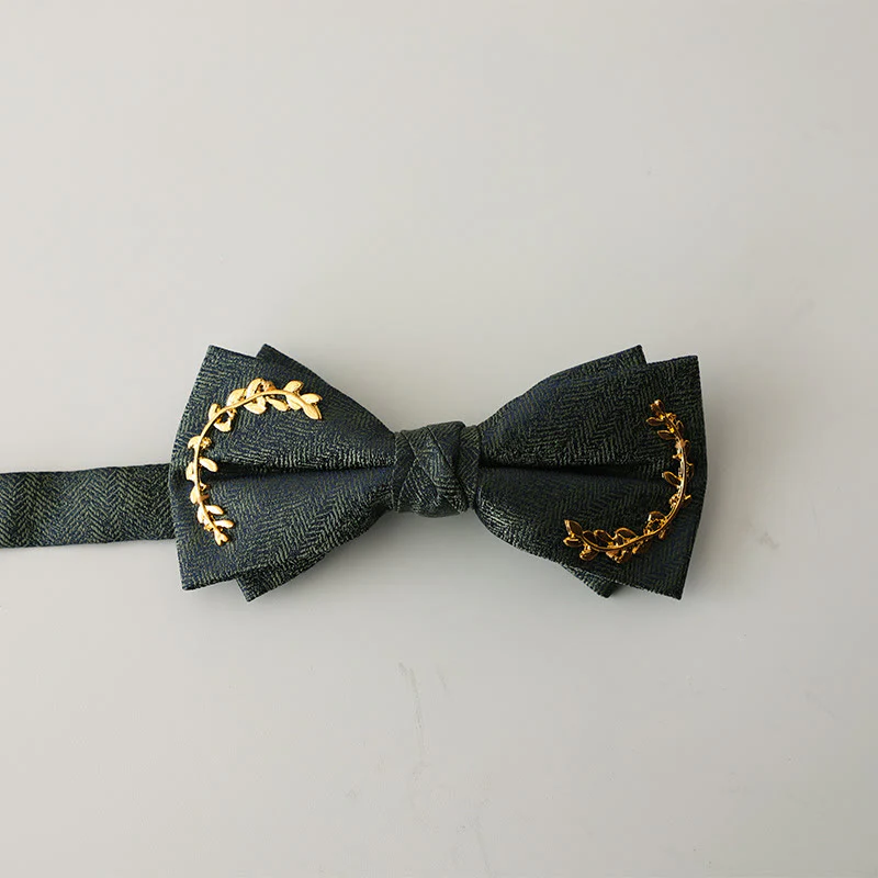 Golden Vine Jacquard Double Layer Adjustable Strap Bow Tie - Image 10