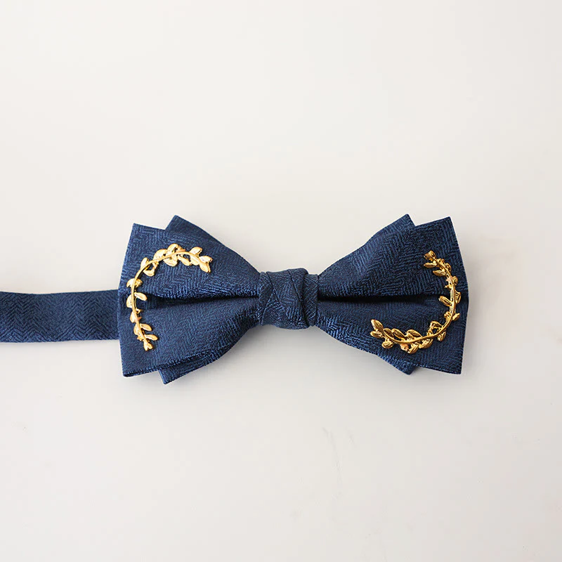 Golden Vine Jacquard Double Layer Adjustable Strap Bow Tie - Image 12