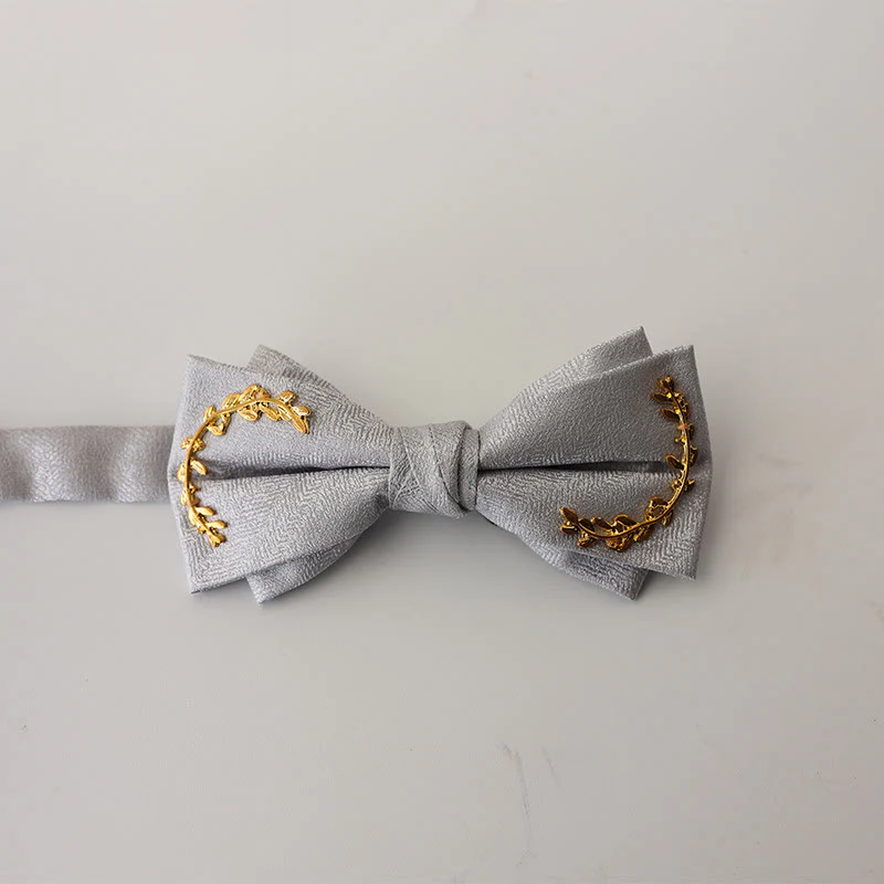 Golden Vine Jacquard Double Layer Adjustable Strap Bow Tie - Image 13