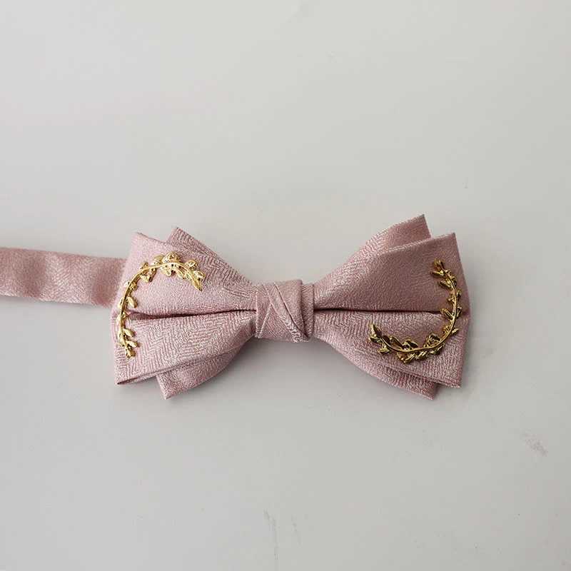 Golden Vine Jacquard Double Layer Adjustable Strap Bow Tie - Image 15