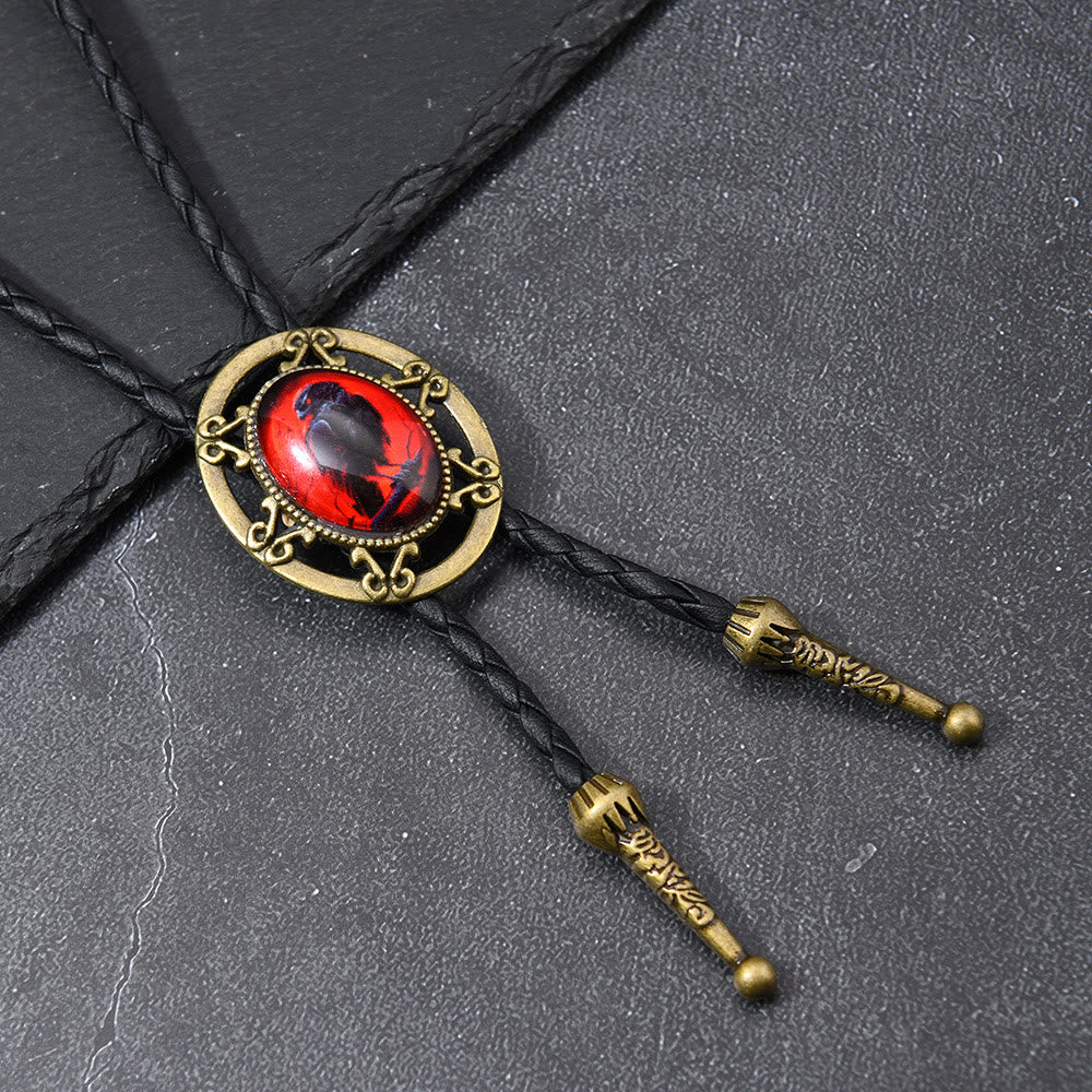 Gothic Raven Pattern Western Pendant Bolo Tie
