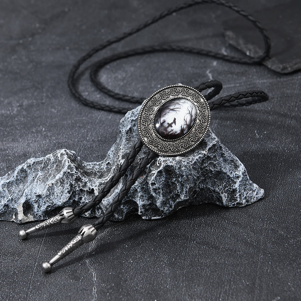 Gothic Raven Pattern Western Pendant Bolo Tie - Image 5
