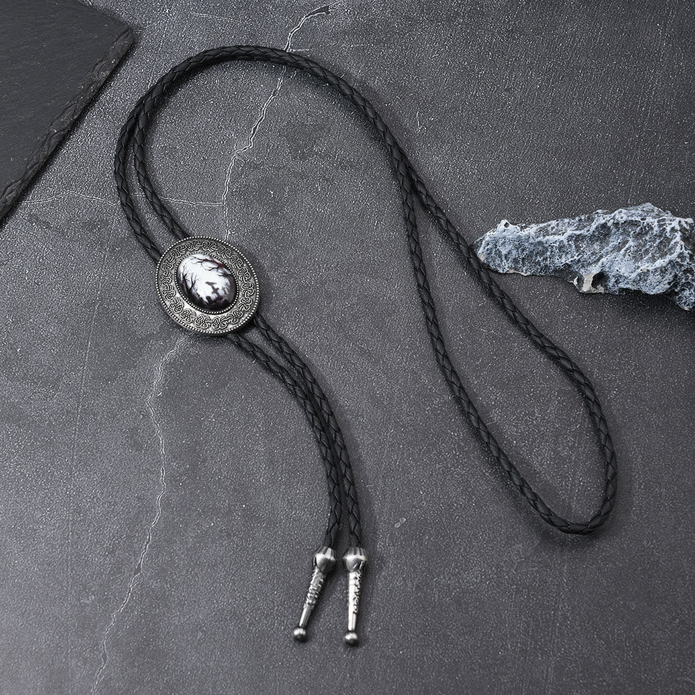 Gothic Raven Pattern Western Pendant Bolo Tie - Image 8