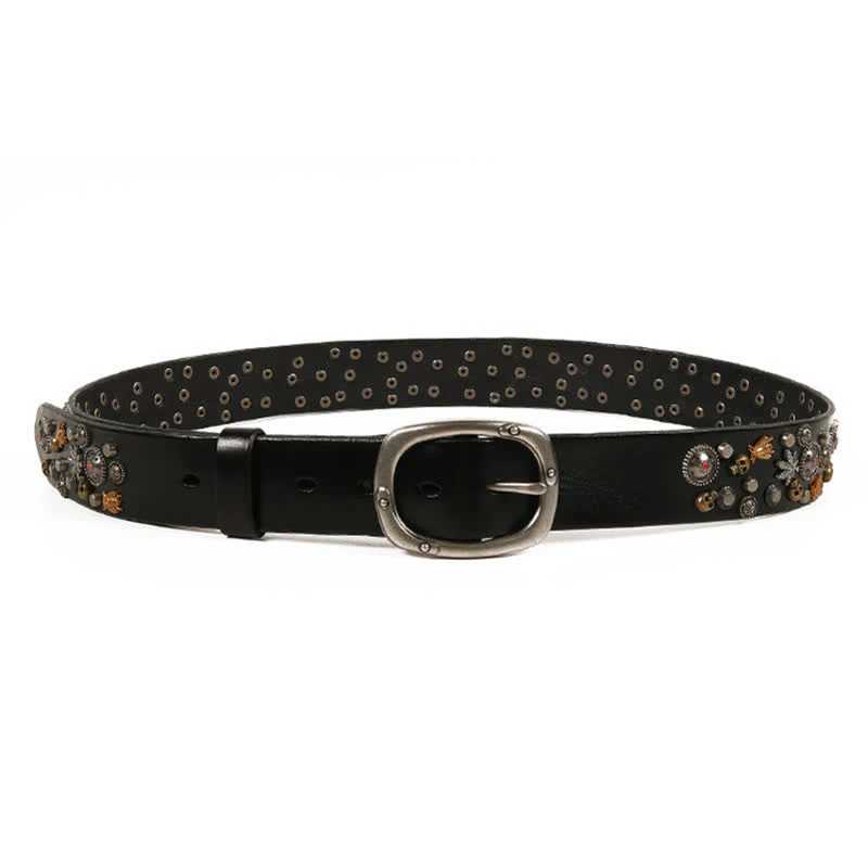 Gothic Skull Bee Maple Rivets Leather Belt - Image 4