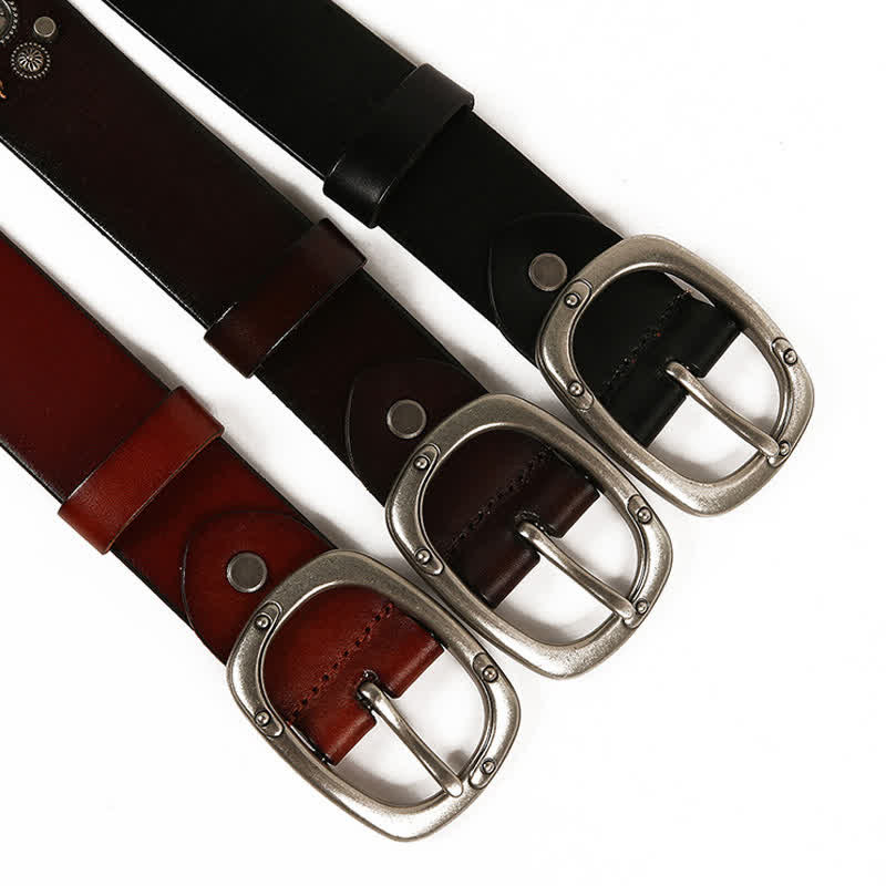 Gothic Skull Bee Maple Rivets Leather Belt - Image 6
