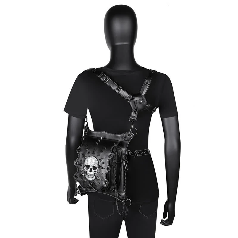 Gothic Style Skull Steampunk Shoulder Waist Leg Bag - Image 10