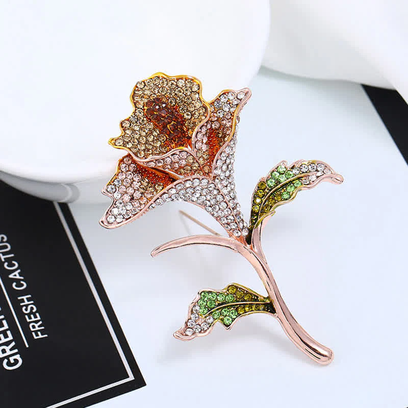 Graceful Charming Orchid Flower Rhinestone Brooch - Image 5