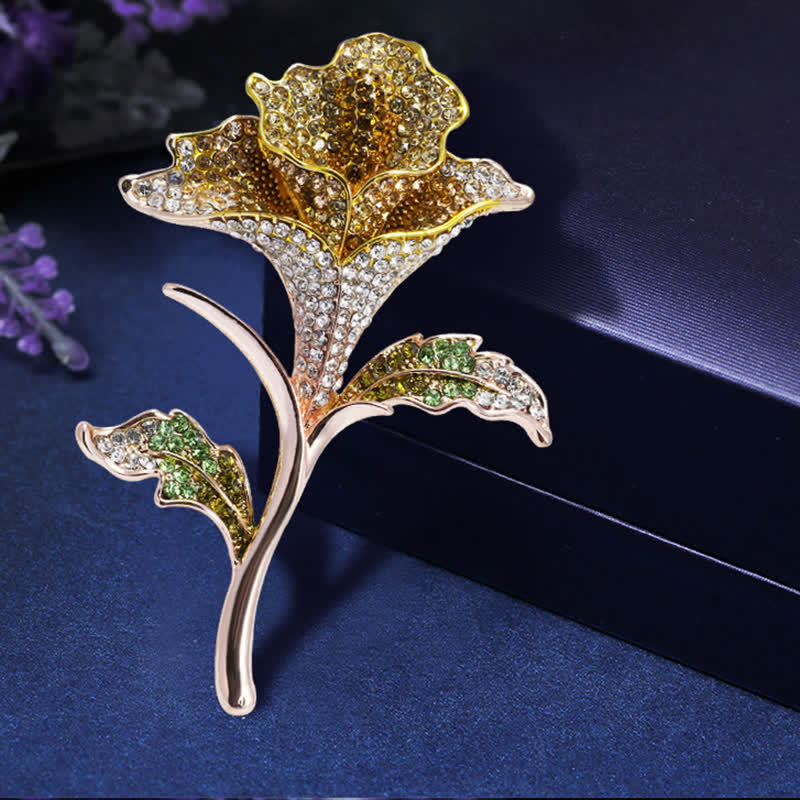 Graceful Charming Orchid Flower Rhinestone Brooch - Image 6