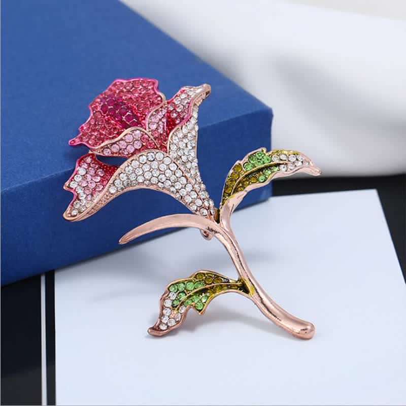 Graceful Charming Orchid Flower Rhinestone Brooch - Image 7
