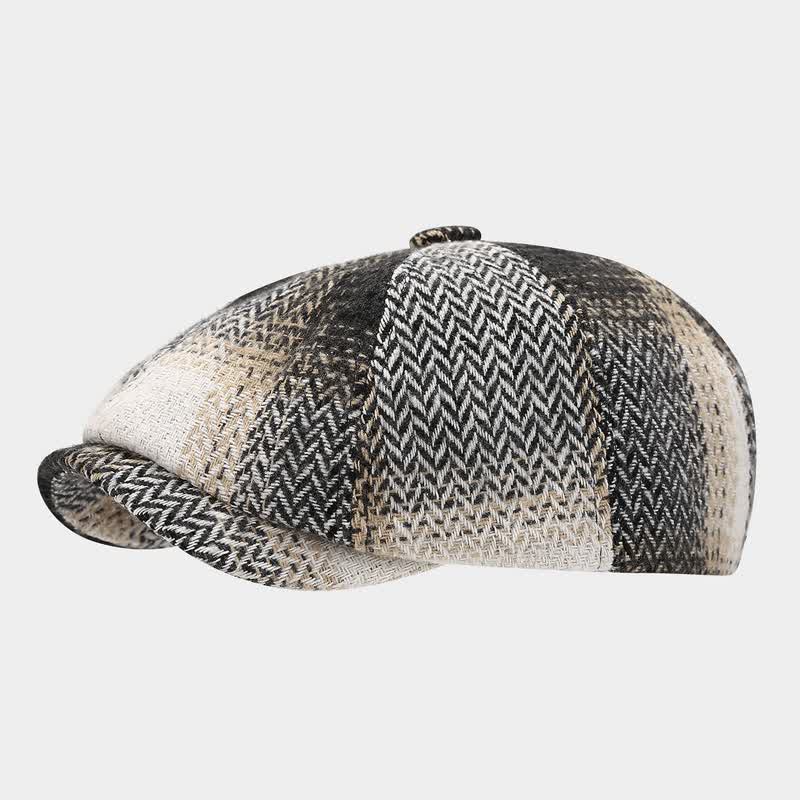 Gradient Color Fringe Herringbone Newsboy Beret Hat - Image 8