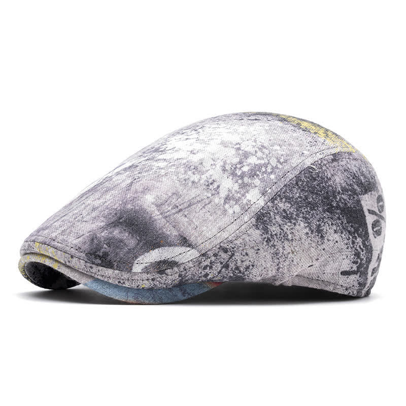 Graffiti Pattern Tie-dyed Newsboy Cotton Beret Hat - Image 10