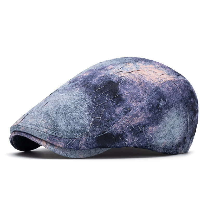 Graffiti Pattern Tie-dyed Newsboy Cotton Beret Hat - Image 13