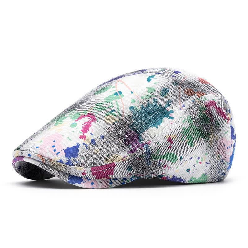 Graffiti Pattern Tie-dyed Newsboy Cotton Beret Hat - Image 15