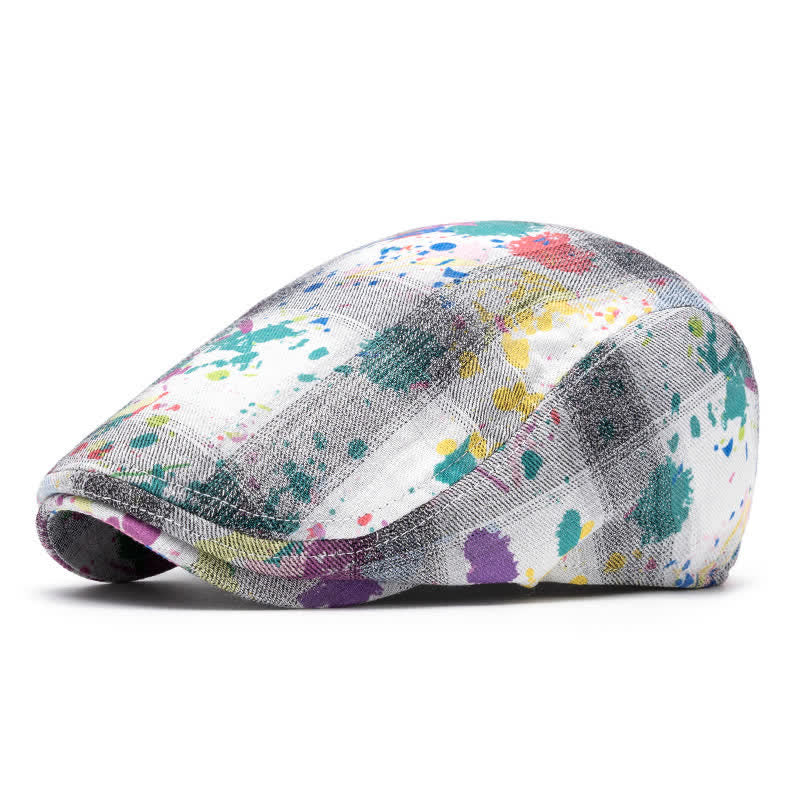 Graffiti Pattern Tie-dyed Newsboy Cotton Beret Hat - Image 16