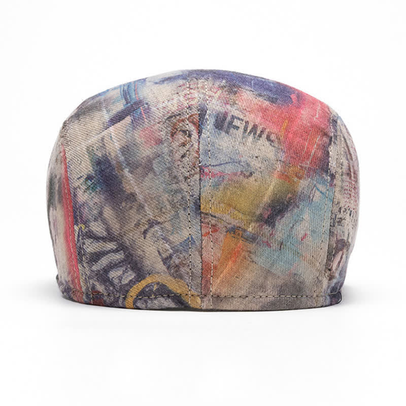 Graffiti Pattern Tie-dyed Newsboy Cotton Beret Hat - Image 6