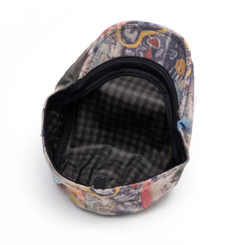 Graffiti Pattern Tie-dyed Newsboy Cotton Beret Hat - Image 7