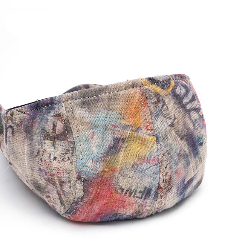 Graffiti Pattern Tie-dyed Newsboy Cotton Beret Hat - Image 8