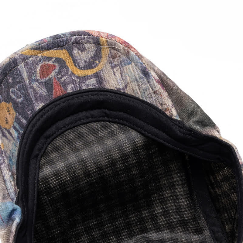 Graffiti Pattern Tie-dyed Newsboy Cotton Beret Hat - Image 9