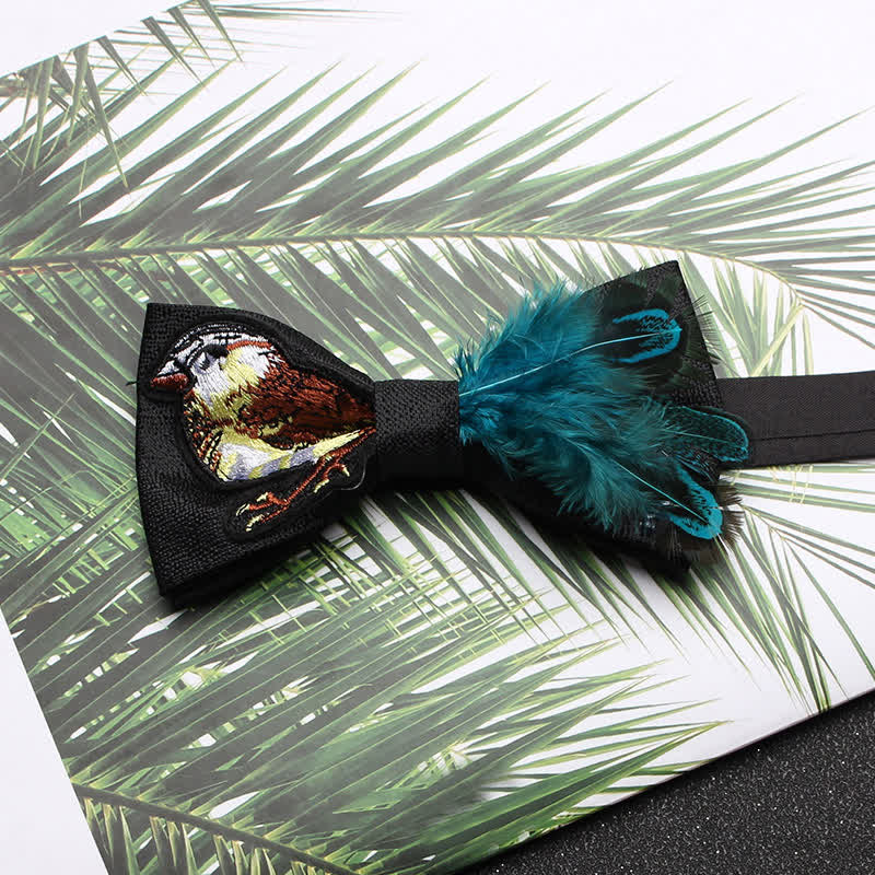 Graphic Sparrow Tail Feather Bow Tie - Image 3