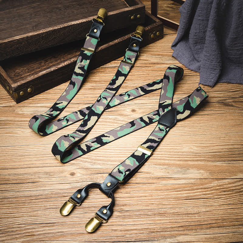Green Camouflage Pattern Y-back Elastic Suspenders - Image 2