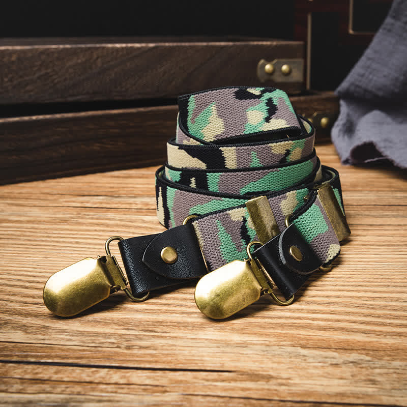 Green Camouflage Pattern Y-back Elastic Suspenders - Image 3