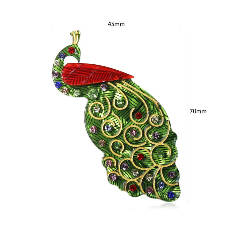 Green Peacock Bird Handmade Acrylic Brooch - Image 5