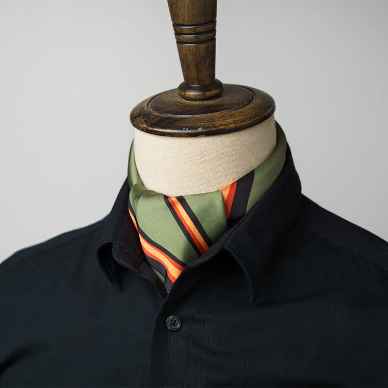 Green & Red Flame Striped Square Scarf with Scarf Buckle - Image 4