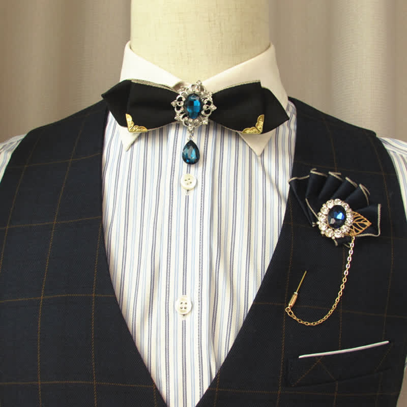 Groom Bridal Wedding Rhinestone Bow Tie