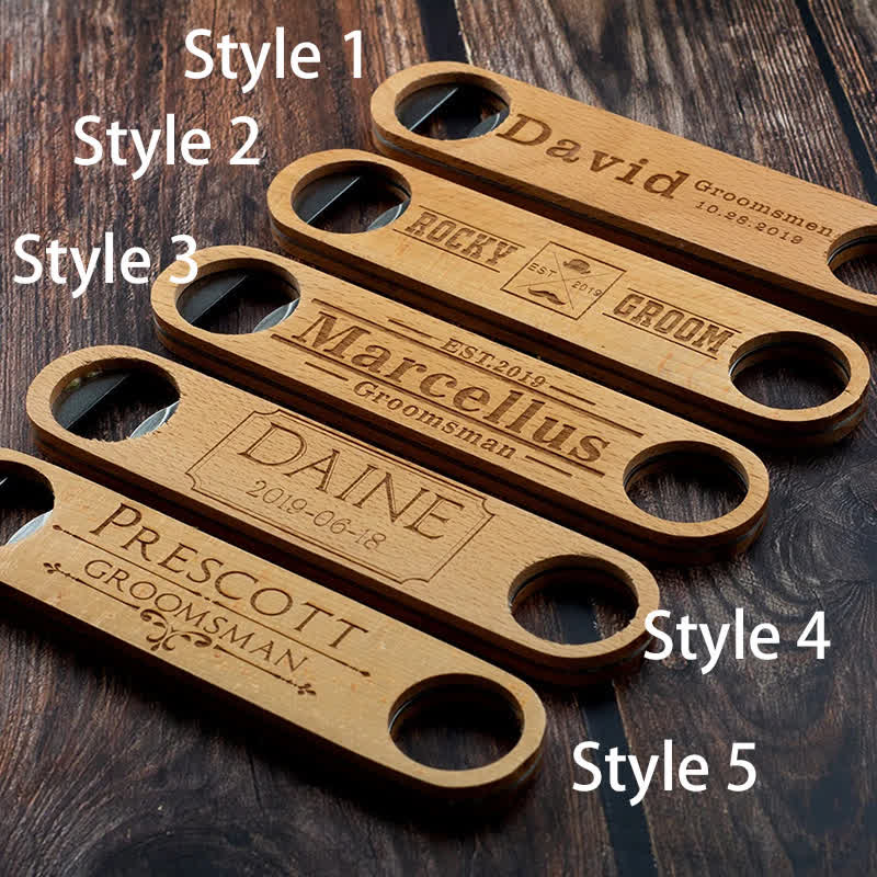 Groomsmen Gift Custom Carving Wood Bottle Opener - Image 3